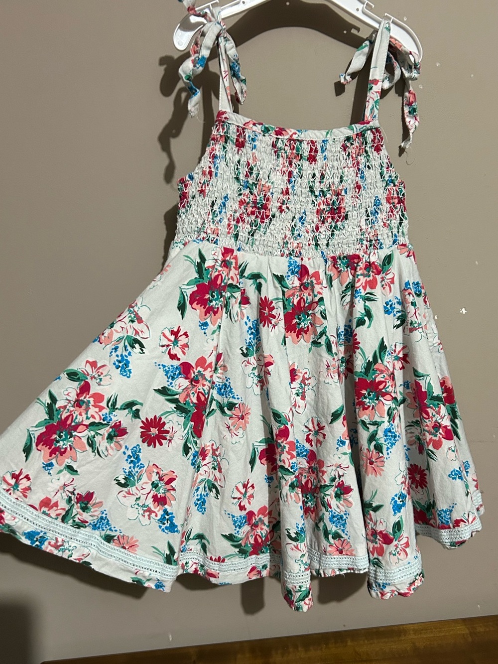 SweetHoney Girls Floral Smocked Tie-Shoulder Twirl Dress - Size 6Y
